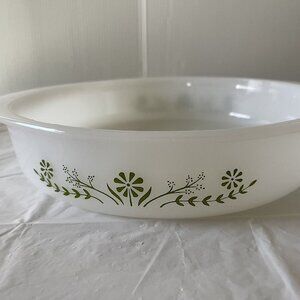 Glasbake Vintage Green Daisy Flower Cake Pie Dish J2429 8"